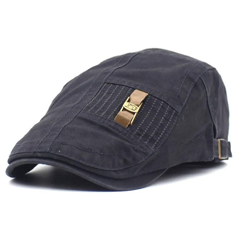 Freestyle Leather Strap I-Buckle Cotton Beret Cap - Dark Gray - Adjustable (about 22"-23 1/4") - image 10