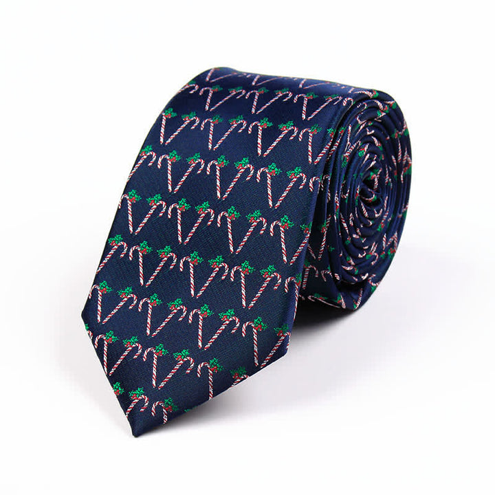 Men's Novelty Christmas Santa Vibe Element Necktie - Navy Candy Canes - image 5