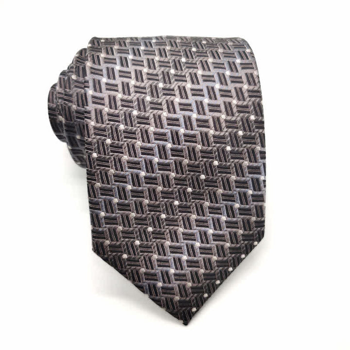 Men's Graduated Weave Pattern Pure Silk Necktie - Black - image 3
