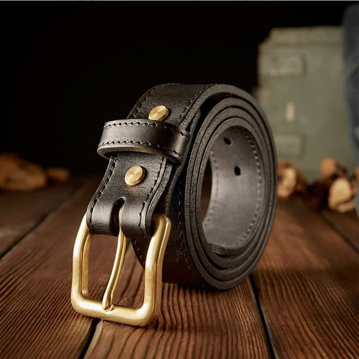 Men's Vintage Single Prong Buckle Leather Belt - Black - 42 - image 8