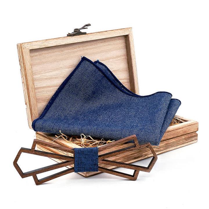 2Pcs Men's Novelty Hollow Wooden Bow Tie Set - image 3