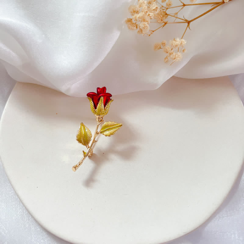 Women's Exquisite Rose With Stem Brooch - image 2