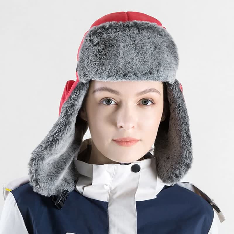 Unisex Outdooor Aviator Cap Faux Fur Trapper Hat Set - image 6