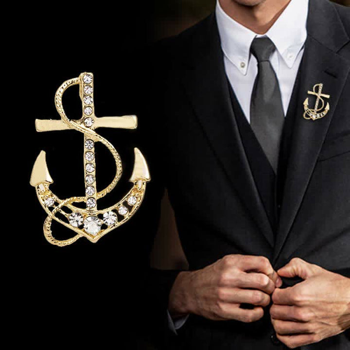 Men's Sea Boat Anchor Brooch - image 0