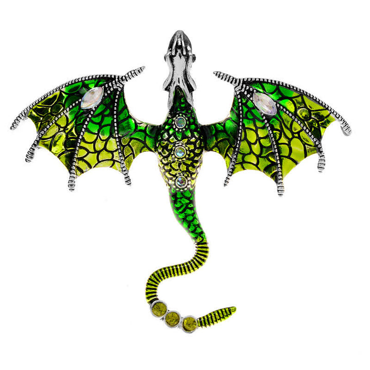 Unisex Legand Flying Dragon Brooch - Green - image 6