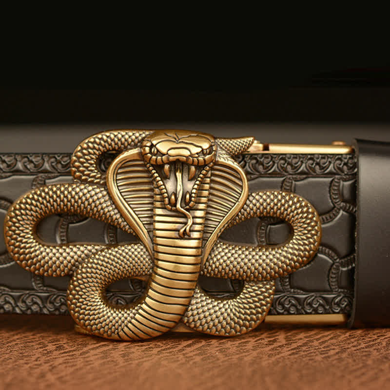 Men's Snake Medallion Buckle Leather Belt - image 5