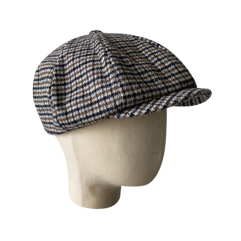 Houndstooth Checked Newsboy Beret Cap - image 2