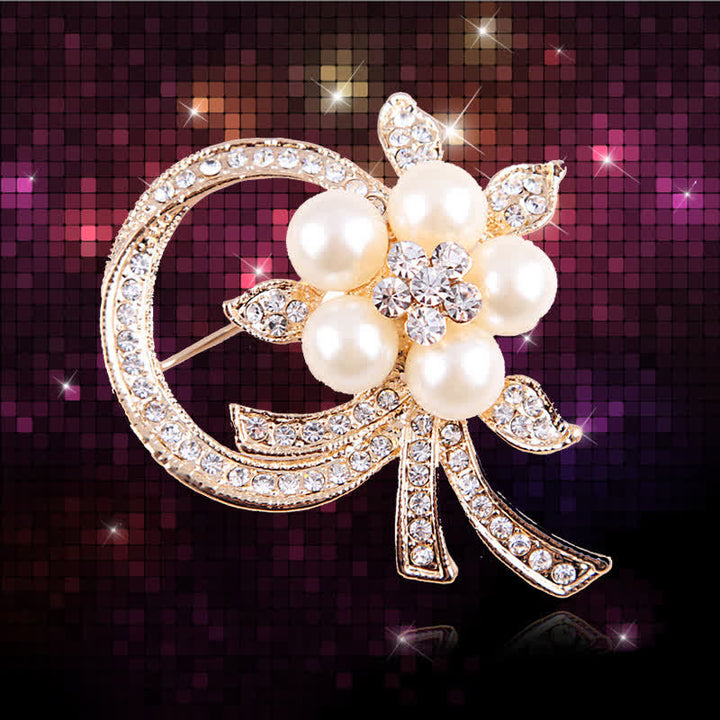 Women's Garland Pearl Rhinestones Brooch - image 2