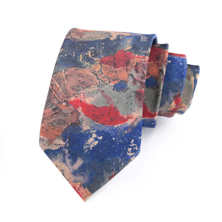 Men's Vintage Blue & Pink Artistic Painting Necktie - image 1