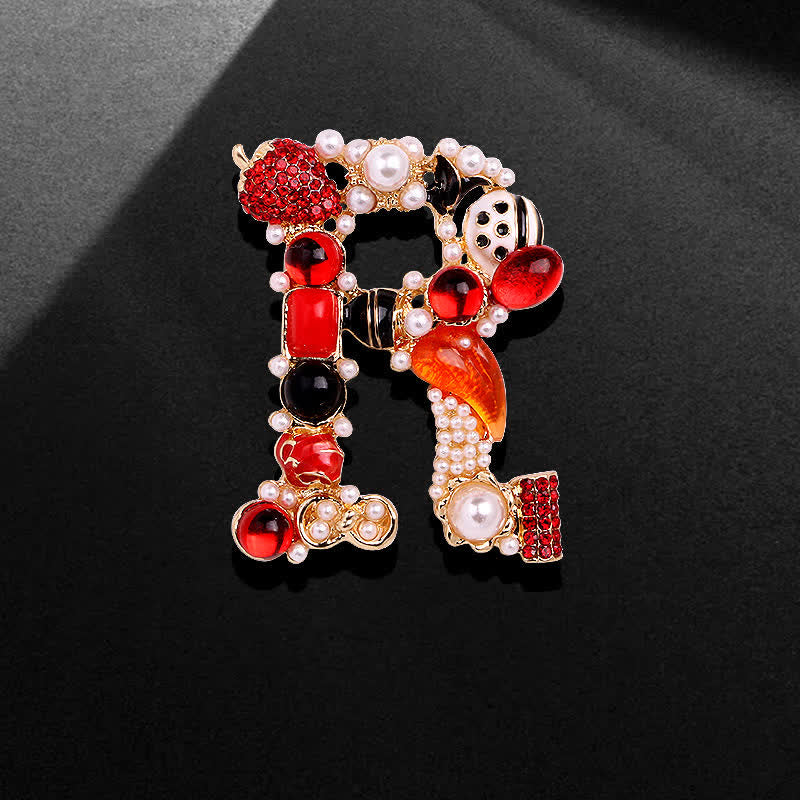 Unisex Baroque Pearl Letter Brooch - R - image 10