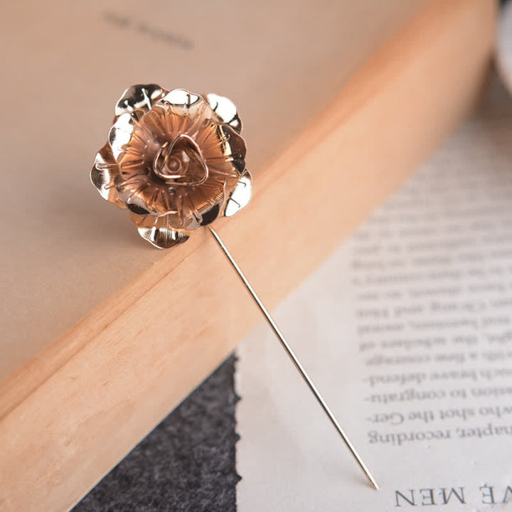 Men's Metal Rose Flower Brooch Pin - image 3