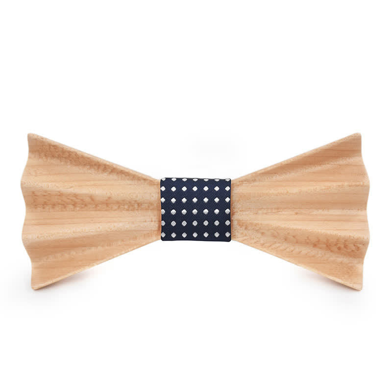 Men's Burlywood Stereo 3D Folded Wooden Bow Tie - Black - image 0