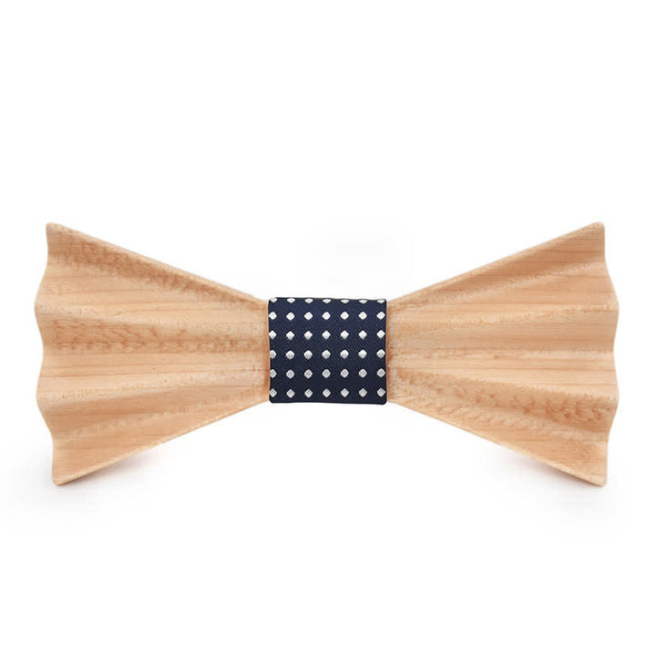 Men's Burlywood Stereo 3D Folded Wooden Bow Tie - Black - image 0