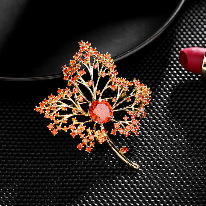 Women's Graceful Autumn Maple Brooch - image 3