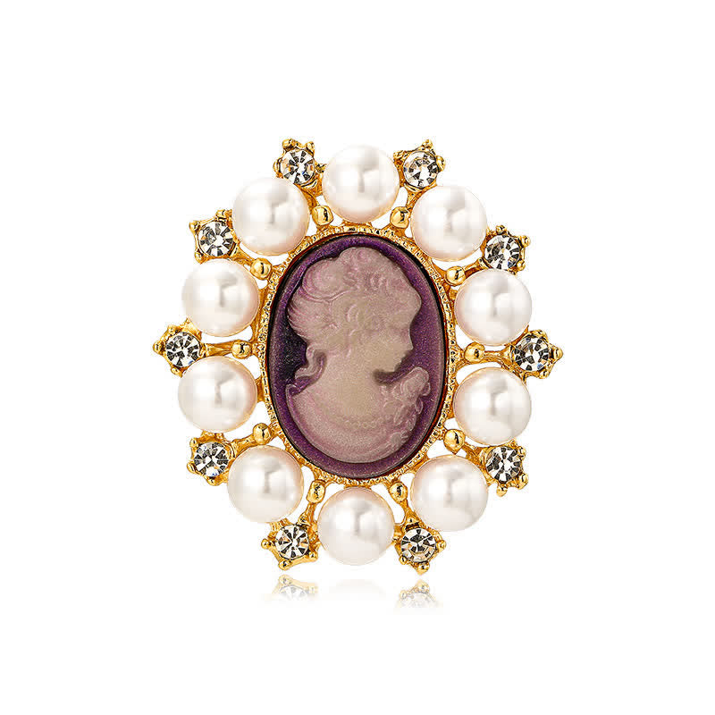 Women's Palace Relief Beauty Pearl Brooch - Violet & White - image 14