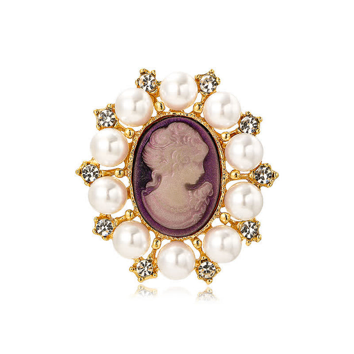 Women's Palace Relief Beauty Pearl Brooch - Violet & White - image 14