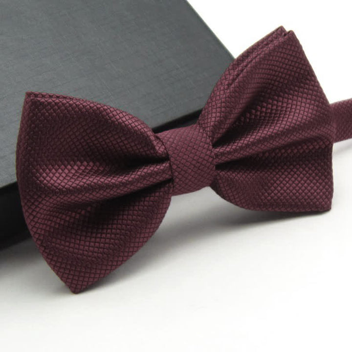 Men's Micro-checked Basic Color Bow Tie - Dark Red - image 3