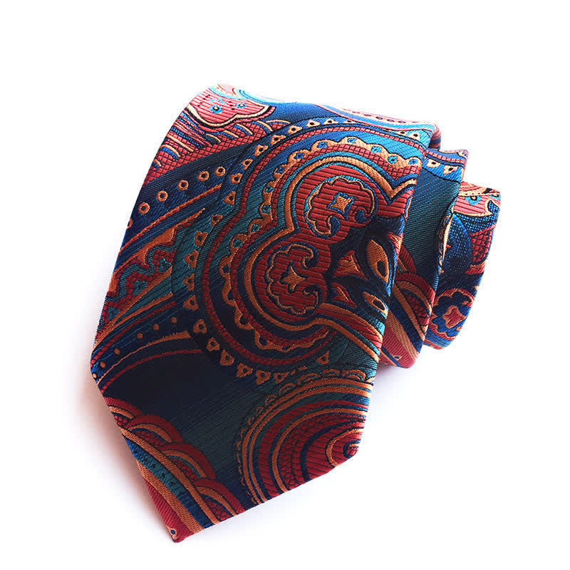 Orange & Teal Men's Playful Paisley Necktie - Orange & Teal - image 0