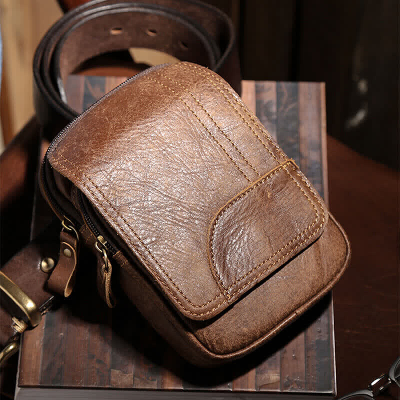 Travel Zipper Magnetic Snap Nubuck Leather Belt Bag - image 2