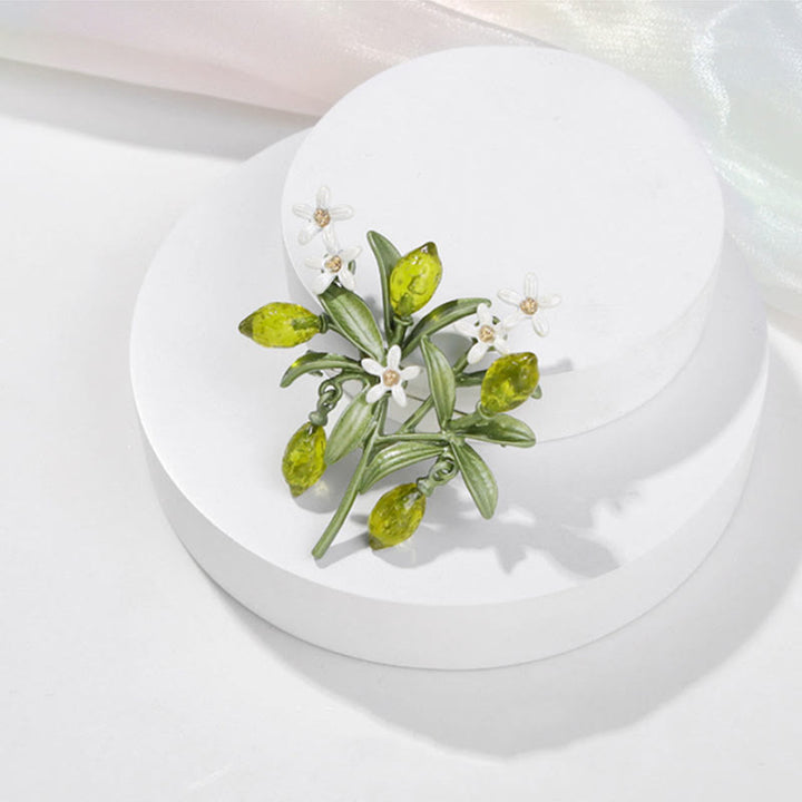 Women's Green Plant Lemon Drop Brooch  - image 3