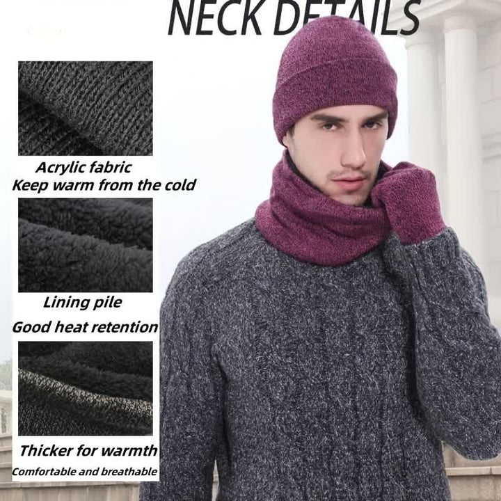 3Pcs Warm Beanie Hat Scarf Touchscreen Gloves Set - image 4