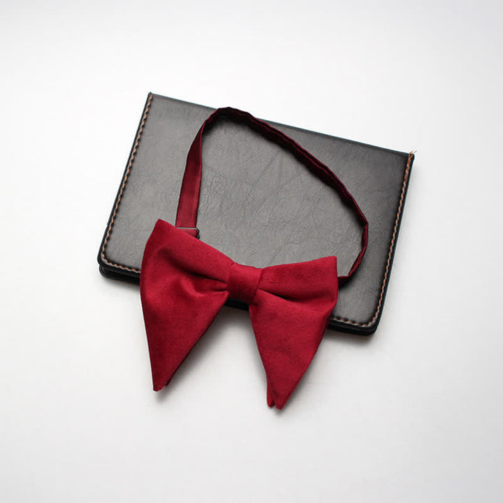 Men's Velvet Oversized Pointed Wedding Bow Tie - Red - image 3