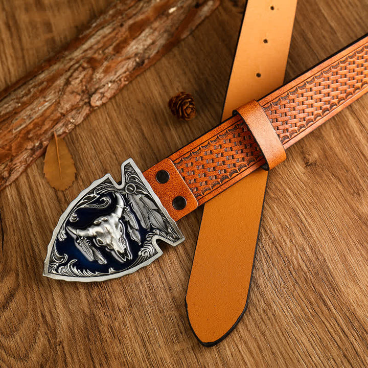 Men's Domineering Bull Head Ethnic Style Leather Belt - image 1