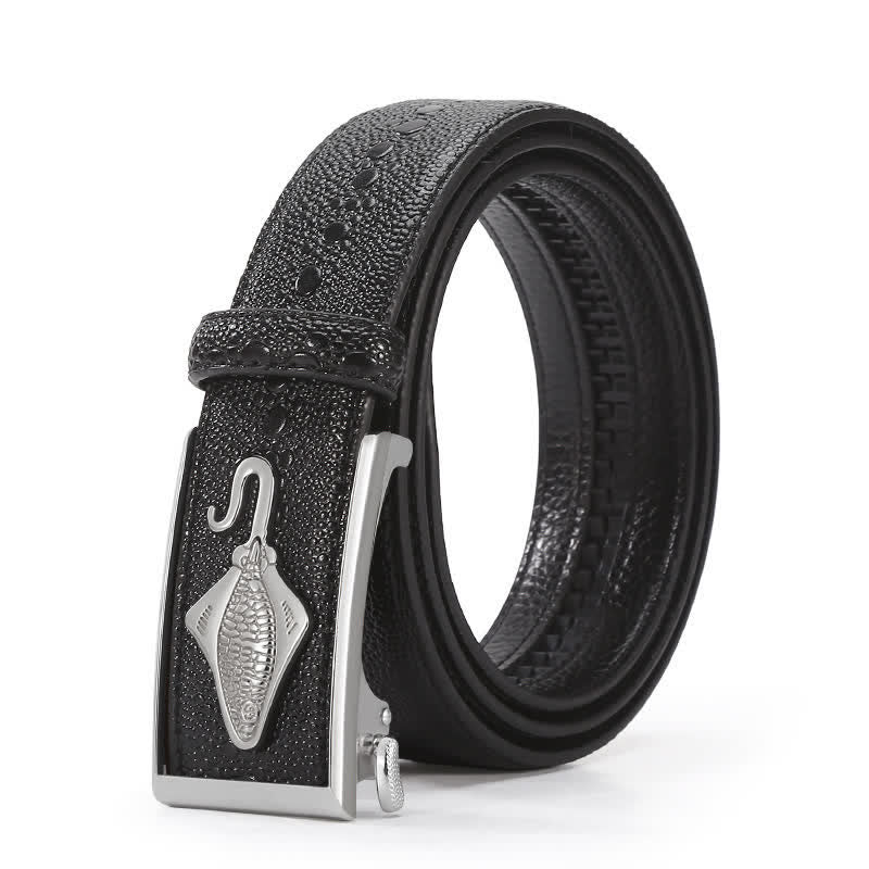 Men's Pearl Crocodile Pattern Leather Ratchet Belt - Silver - 44 - image 6