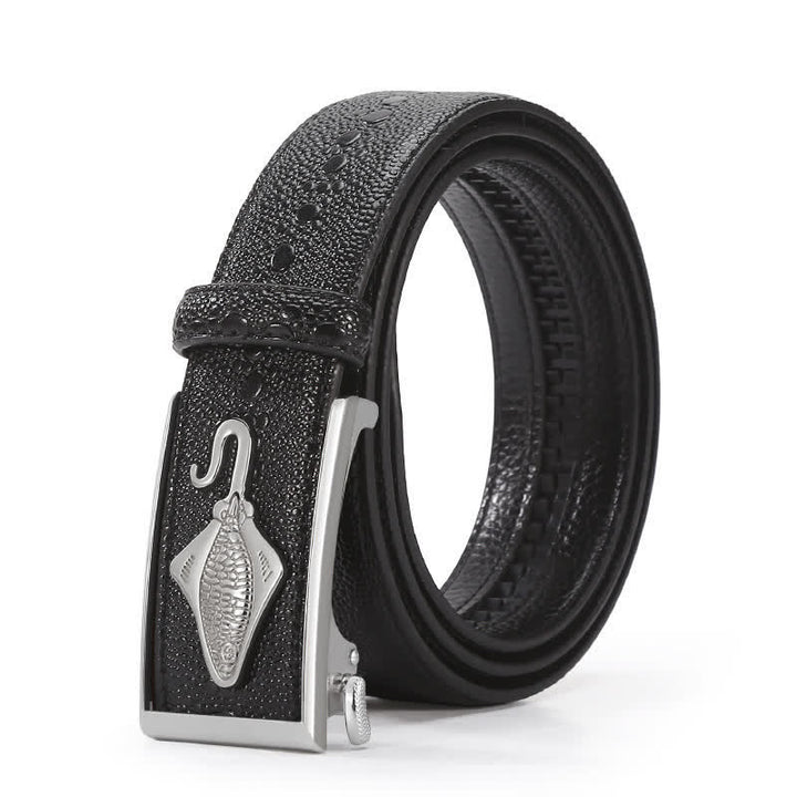 Men's Pearl Crocodile Pattern Leather Ratchet Belt - Silver - 44 - image 6