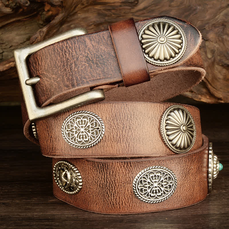 Men's Punk Heavy Metal Studded Leather Belt - image 4