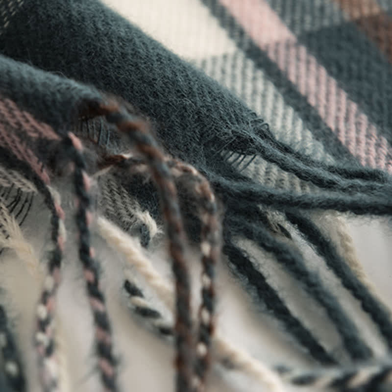 Women's Versatile British Checked Fringe Scarf - image 9