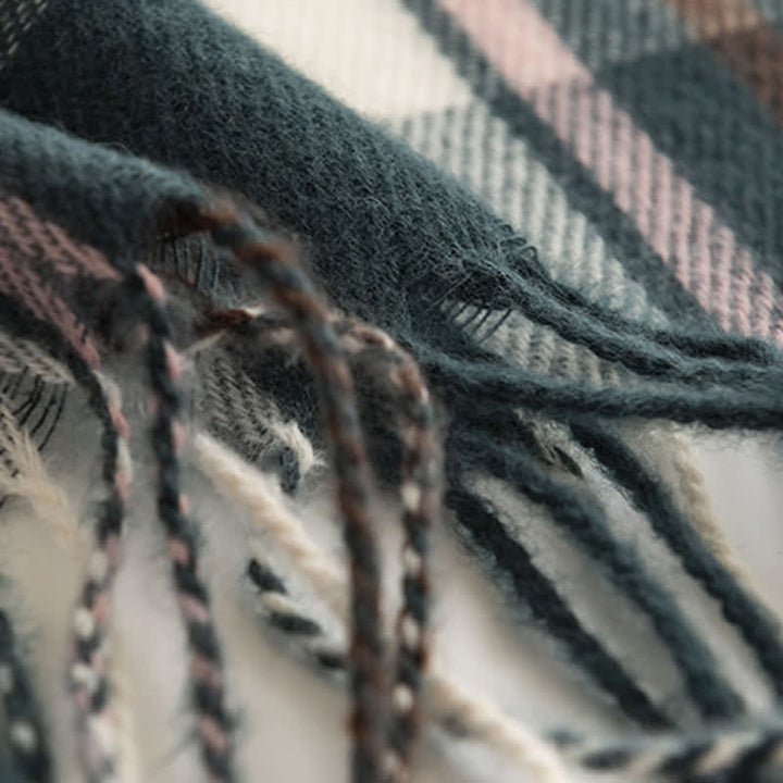 Women's Versatile British Checked Fringe Scarf - image 9