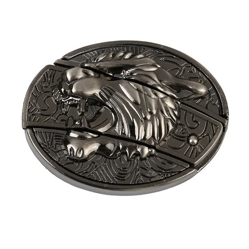 Men's Roaring Tiger Leather Belt With Folding Knife - image 4