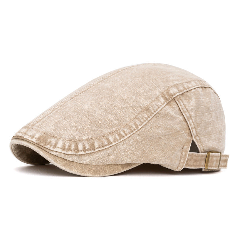 Spring & Summer Washed British Style Pure Cotton Beret - Khaki - Adjustable (22"-24") - image 13