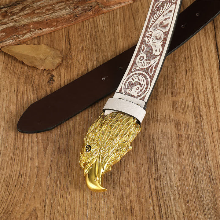 Men's Eagle Head Realistic Vulture Western Leather Belt - image 14