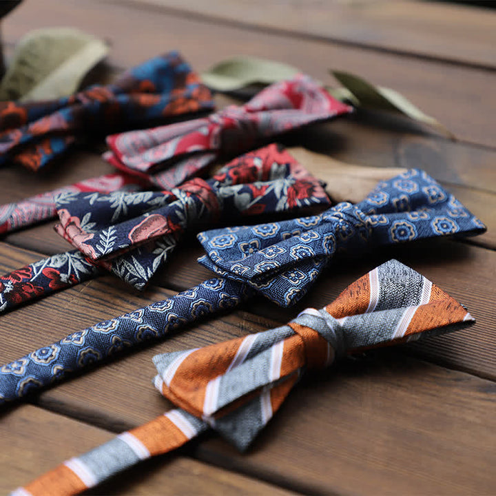 Men's British Striped Floral Bow Tie - image 1
