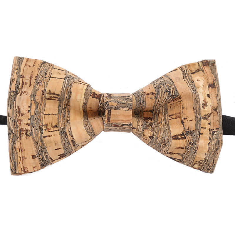 Men's Cork Graphic Lines Wooden Bow Tie - Style #3 - image 4