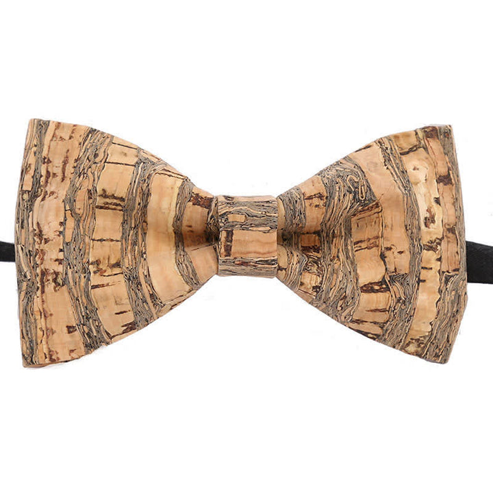 Men's Cork Graphic Lines Wooden Bow Tie - Style #3 - image 4