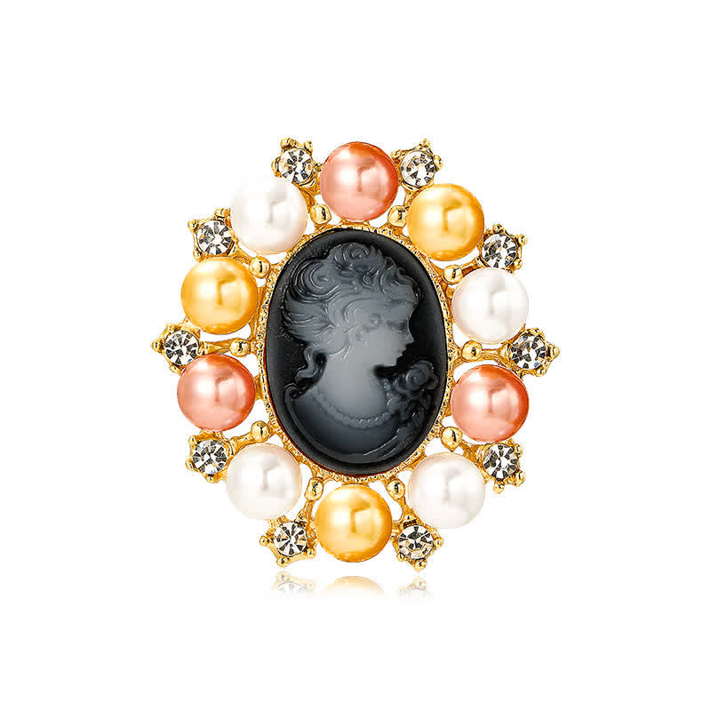 Women's Palace Relief Beauty Pearl Brooch - Black & Gold - image 11