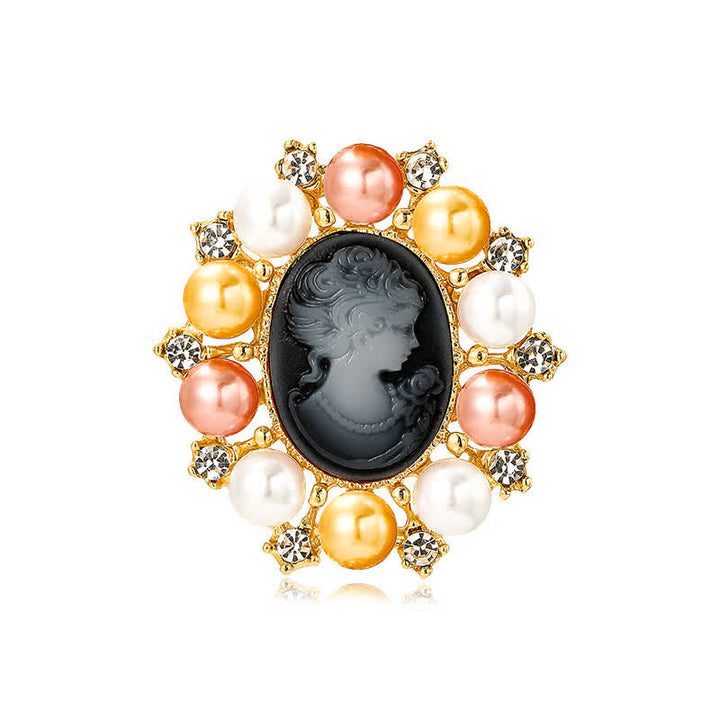 Women's Palace Relief Beauty Pearl Brooch - Black & Gold - image 11