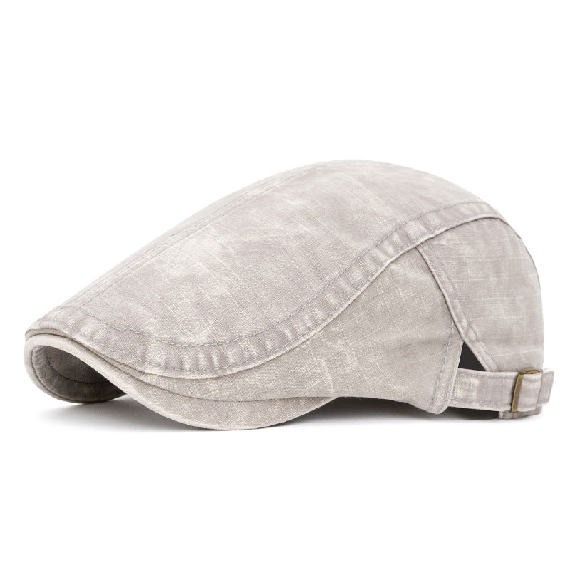 Spring & Summer Washed British Style Pure Cotton Beret - Light Gray - Adjustable (22"-24") - image 14