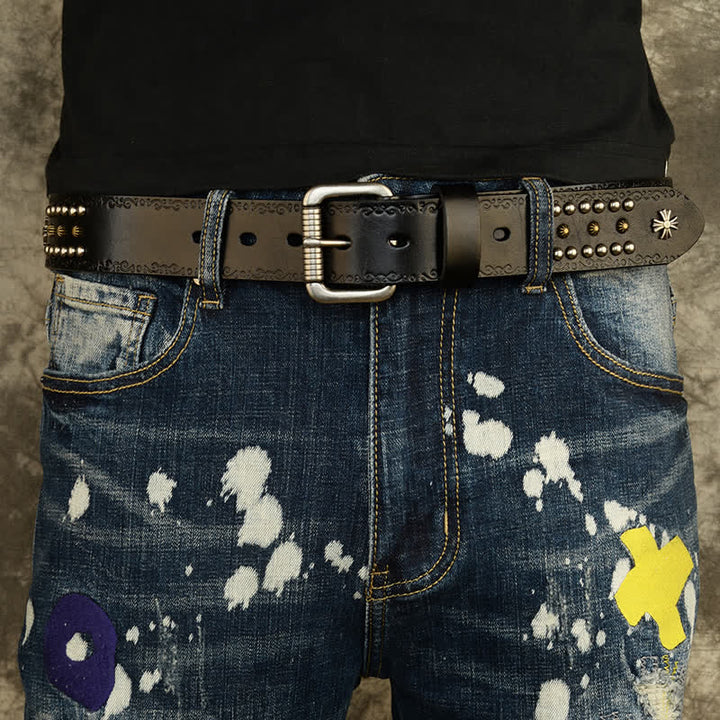 Unisex Rock Style Cross Rivet Studded Decor Belt - image 11