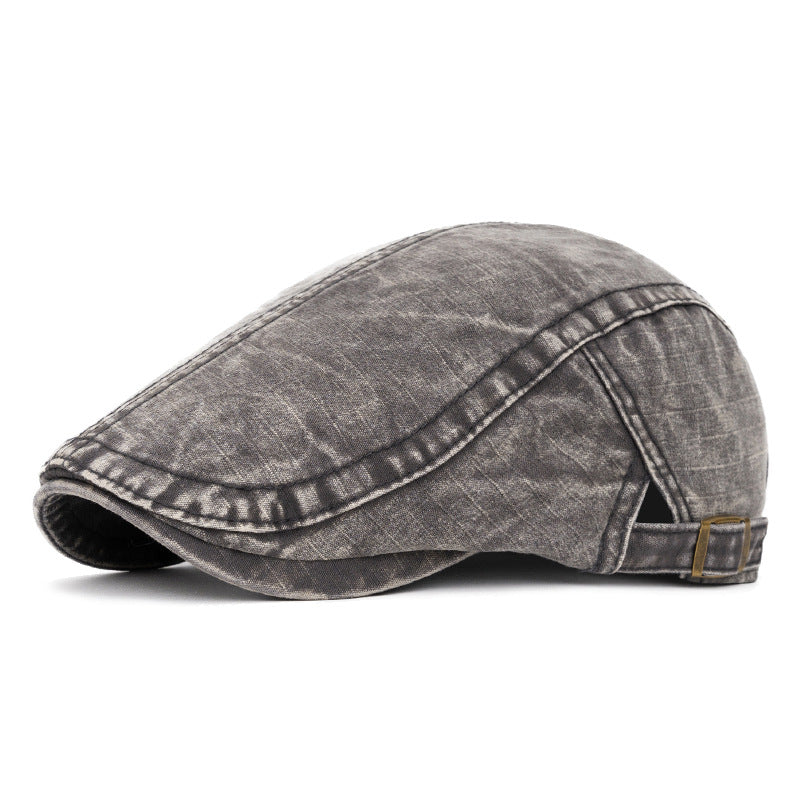 Spring & Summer Washed British Style Pure Cotton Beret - Dark Grey - Adjustable (22"-24") - image 14