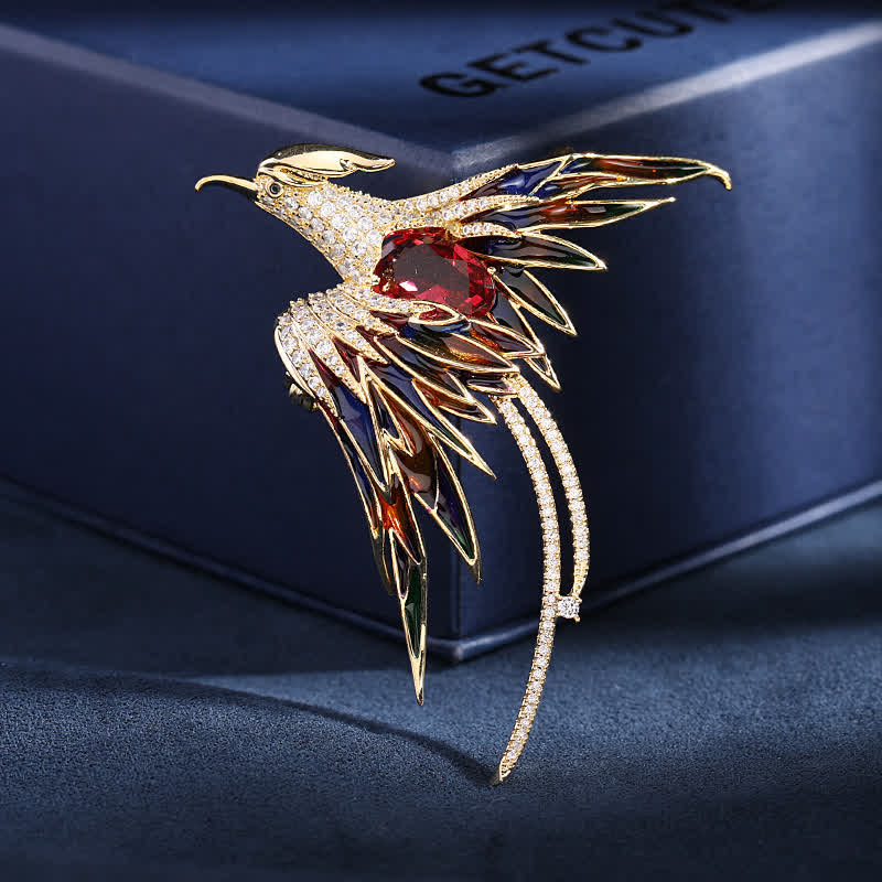 Women's Vintage Phoenix Bird Brooch - Red - image 0