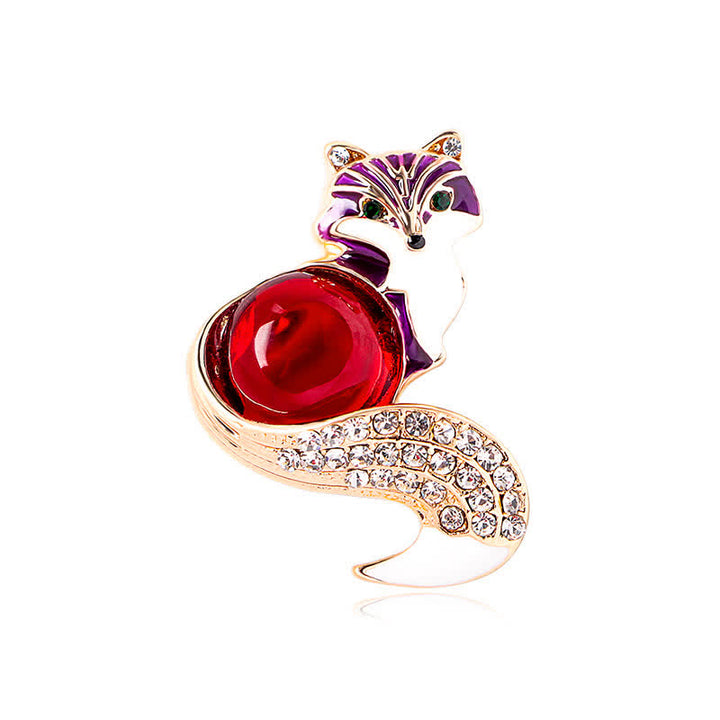 Women's Glaze Enamel Fox Brooch - Purple - image 5