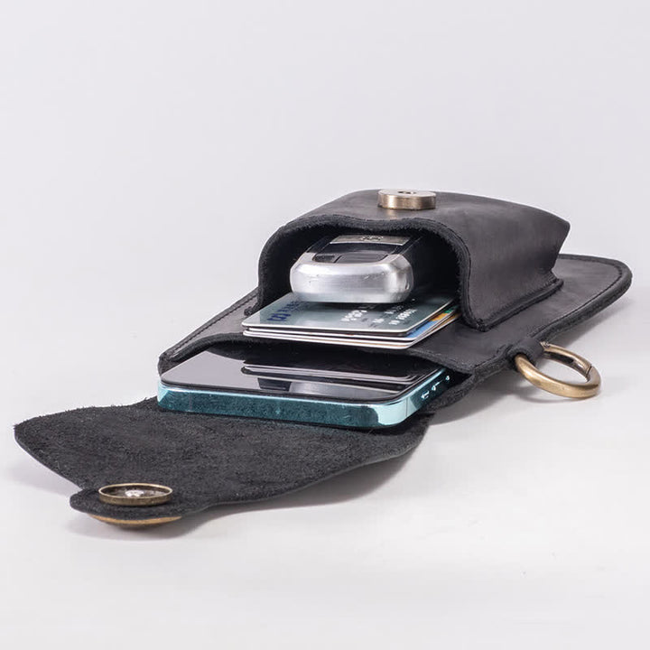 Leather Outdoor Magnetic Star Buckle Phone Belt Bag - image 5