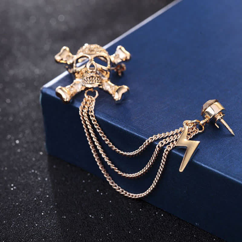 Men's Gothic Skull Lightning Chain Brooch - image 5