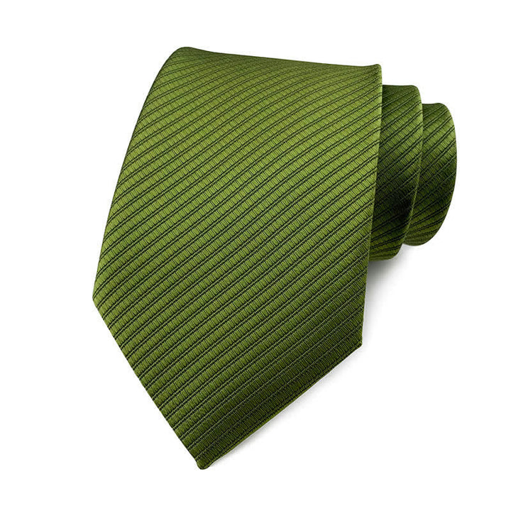 Men's Solid Color Discreet Twill Work Necktie - Olive Green - image 10
