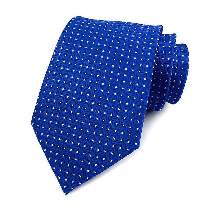 Men's Solid Color Subtle Checked Office Necktie - Royal Weave - image 13