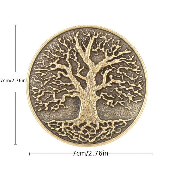 Men's DIY Tree of Life Round Buckle Leather Belt - image 2
